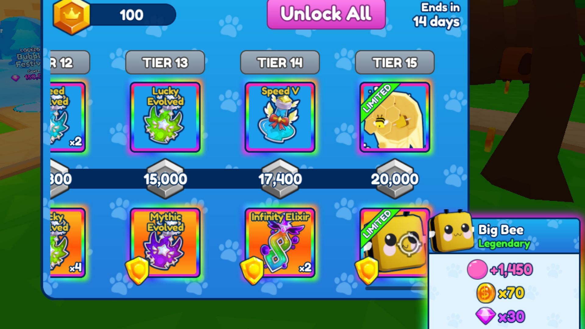 The Big Bee is a Premium Pass reward (Image via Roblox)